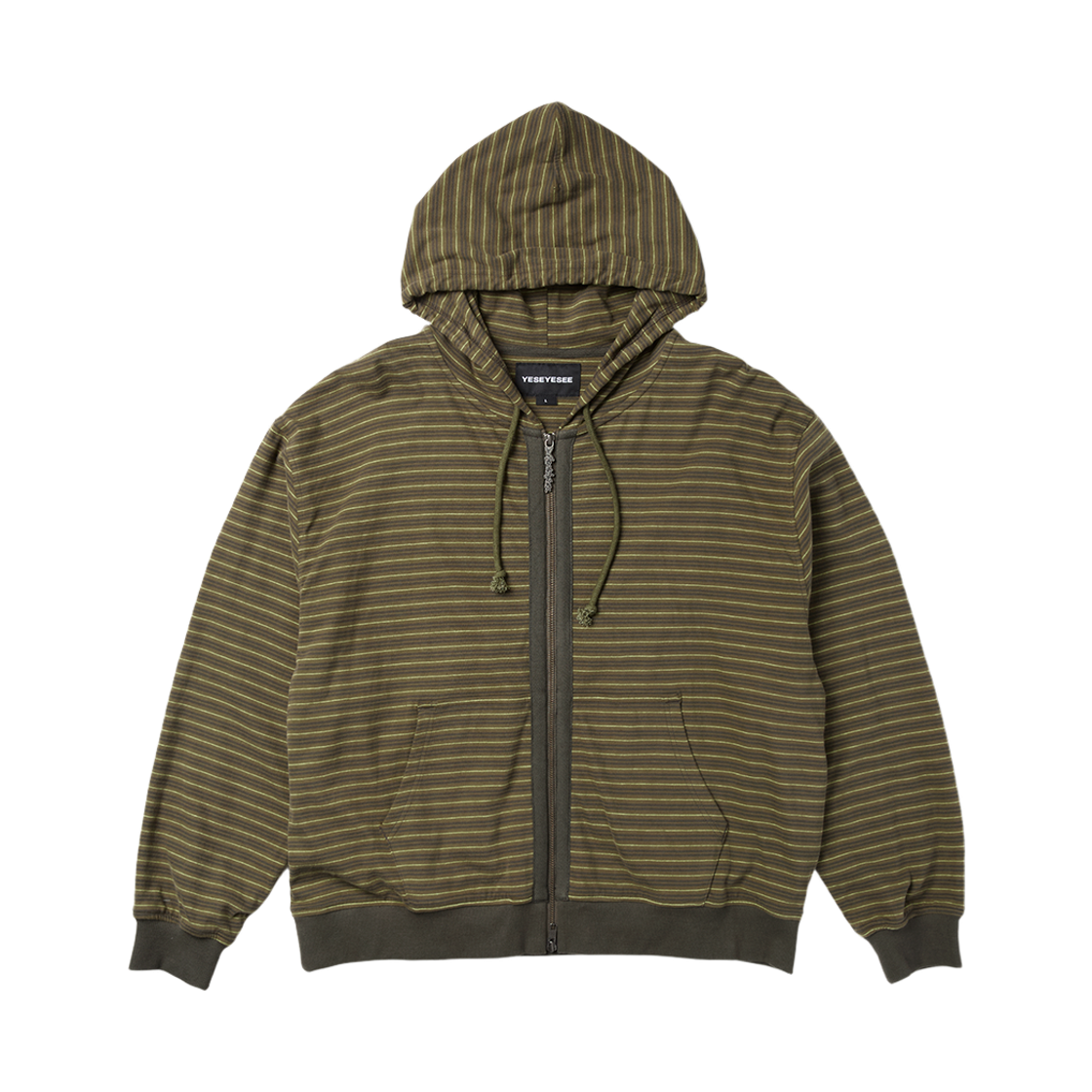 [더블적립] 예스아이씨 예스 스트라이프 싱글 집업 후디 카키