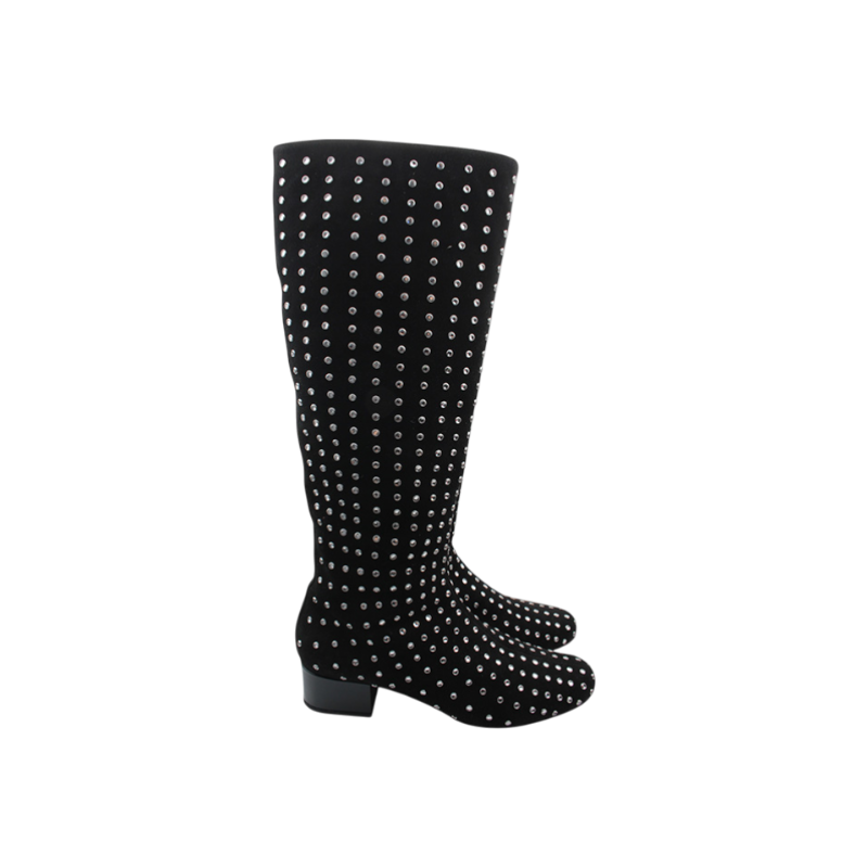 ITK44LBJC8UU Saint Laurent Crystal Stud Long Boots 37