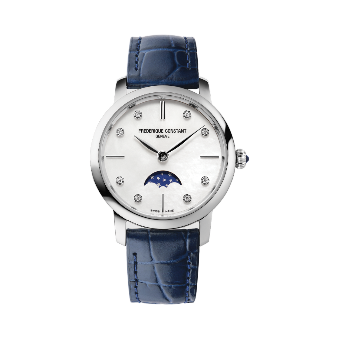 (W) 프레드릭 콘스탄트 클래식 슬림라인 문페이즈 블루((W) Frederique Constant Classics Slimline Moonphase Blue)