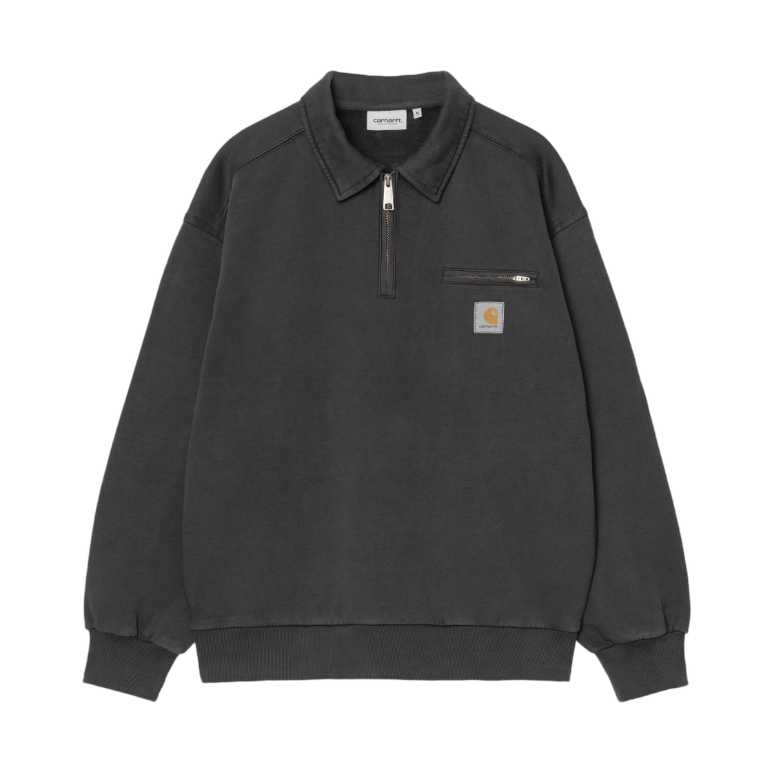 I036350-89-06 Carhartt WIP Half Zip Detroit Sweatshirt Black Stone Washed