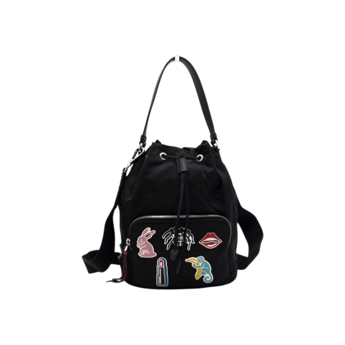 ITBF3F3IBIT7 Prada Limited Edition Multi-Patch Tessuto Bucket Tote & Shoulder Bag