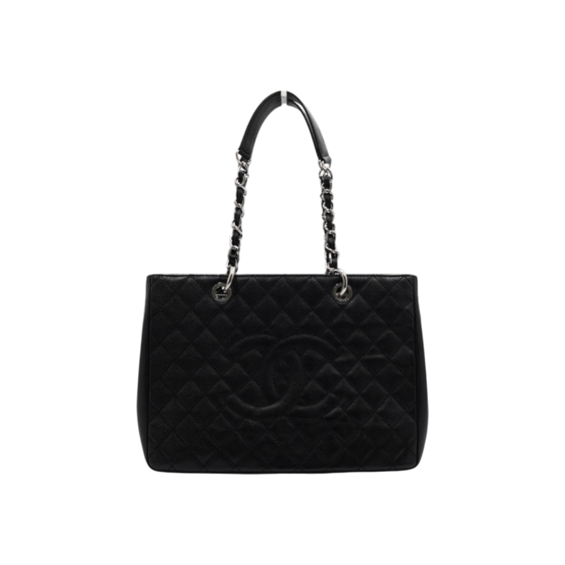 ITTVEBG3LUG4 Chanel A50995 Grand Shopping Caviar Black Silver Chain Shoulder Bag