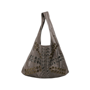 Sculptor Stud Metallic Hobo Bag Gun Metal