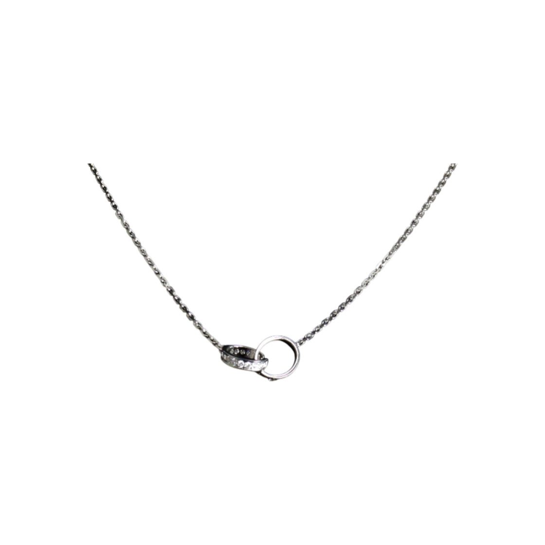 ITJVS79HT5MV Cartier B70137 18K White Gold Love Semi-Pave Diamond Necklace