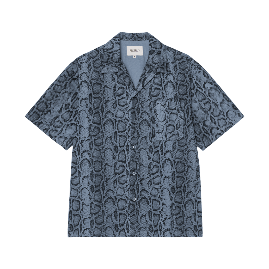 I036275-3QB-GD Carhartt WIP S/S Snake Camo Shirt Snake Camo Velvet Blue Garment Dyed