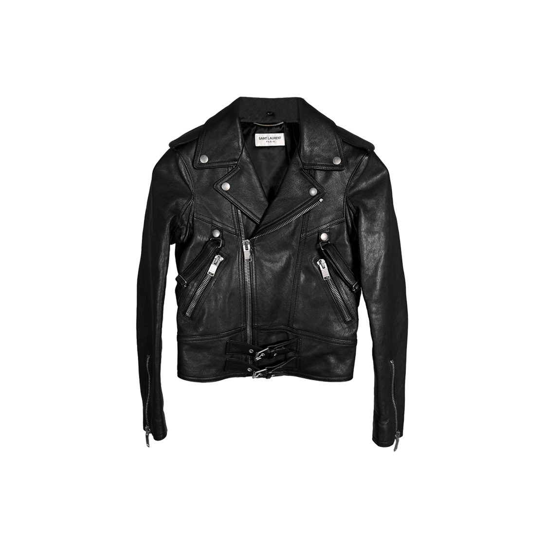 ITTK7BKNLVLE Saint Laurent Women's Lambskin Leather Classic Motorcycle Rider Jacket - Black
