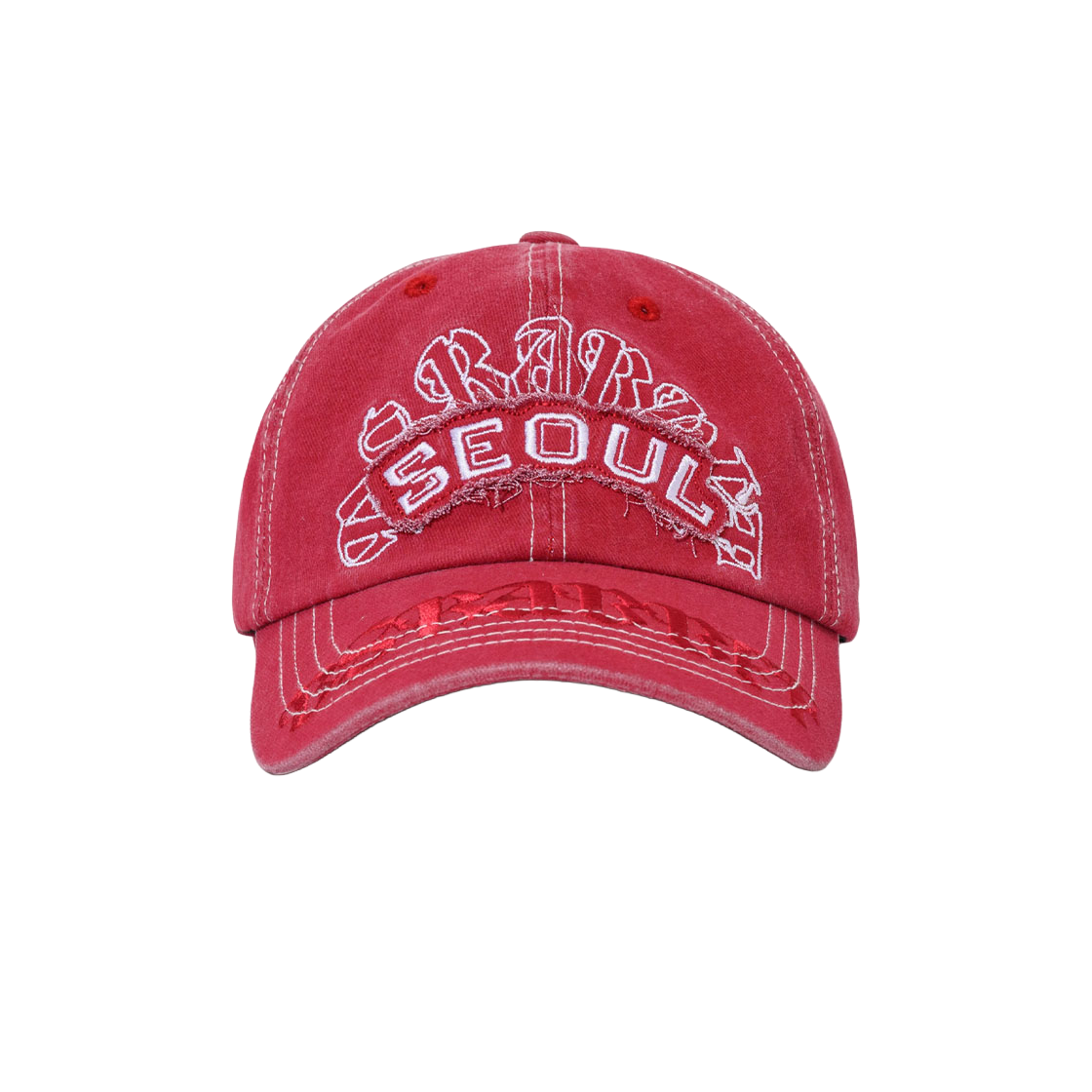 BSR2526FWCP040 Bsrabbit Heavy Stitching Vintage Washed Cotton Cap Red