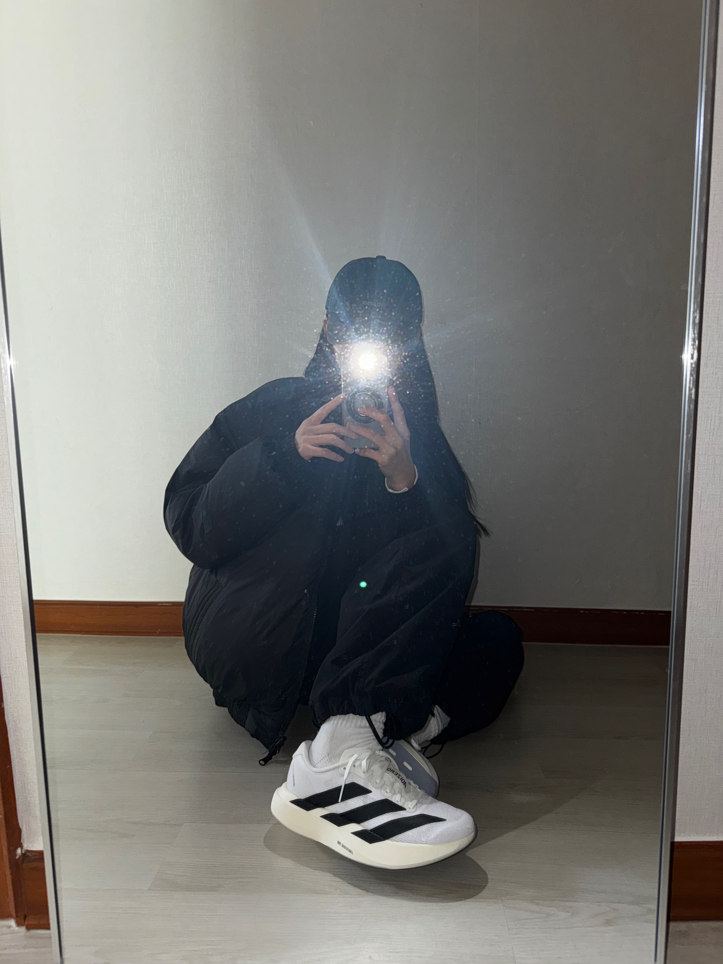 (W) Adidas Adizero EVO SL Cloud White Core Black 착용 스타일 - 3