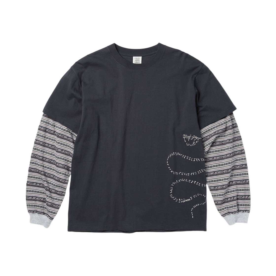 [더블적립] 예스아이씨 예스 자카드 스트라이프 레이어드 롱슬리브 차콜