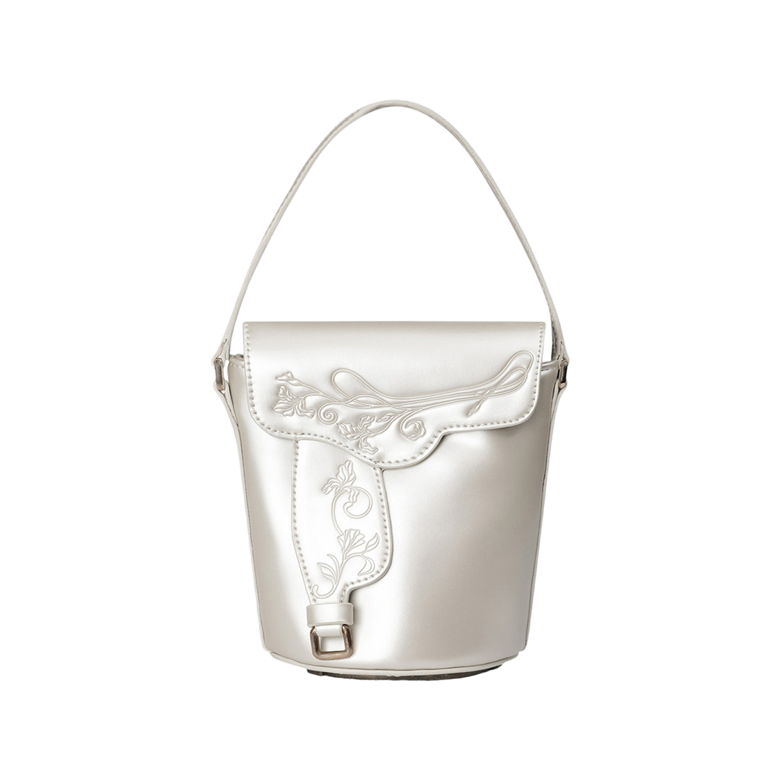 SC25A507GY Sculptor Saddle Bucket Bag Light Silver