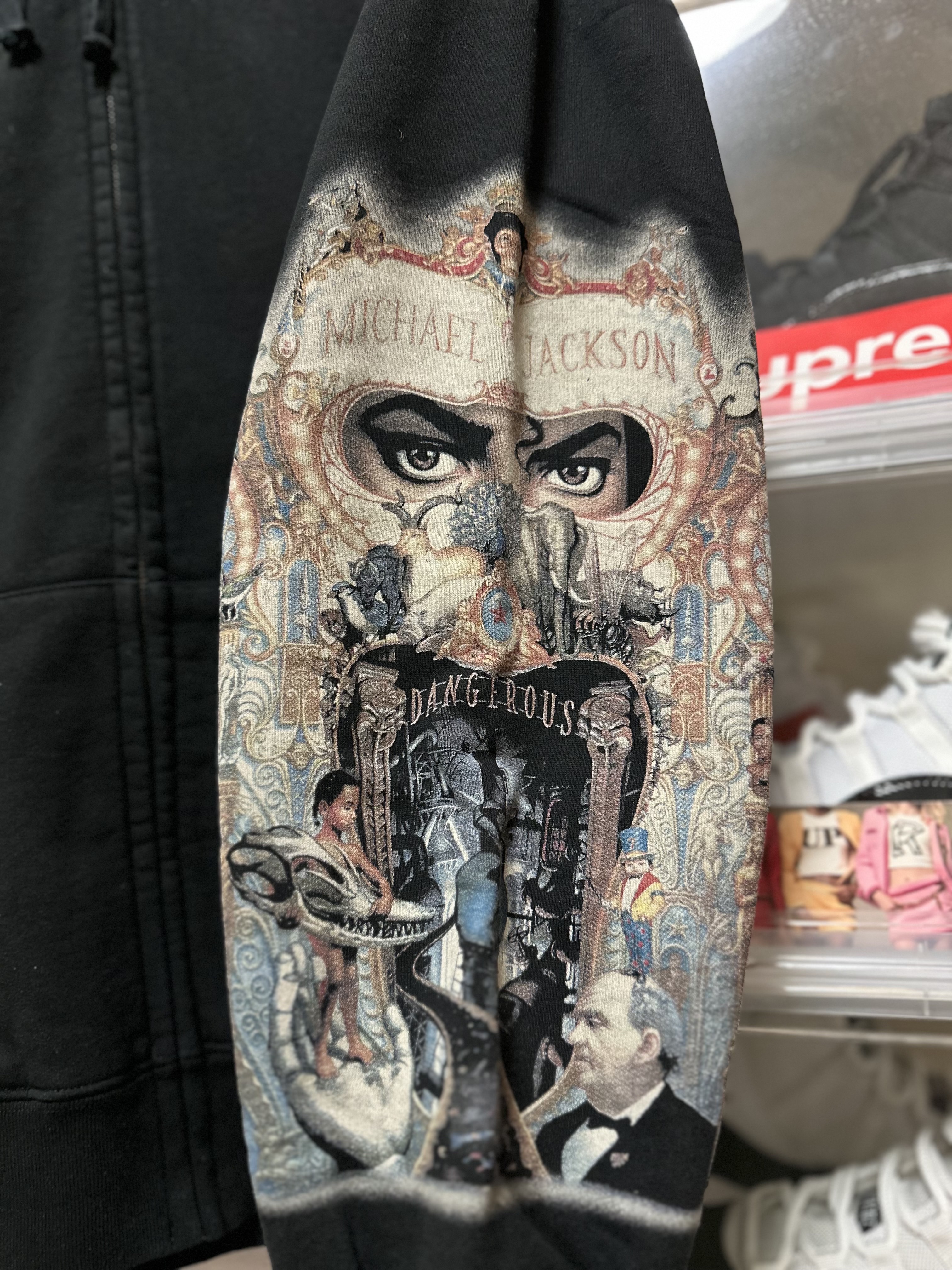 Supreme x Michael Jackson Dangerous Zip Up Hooded Sweatshirt Black - 25FW 착용 스타일 - 2