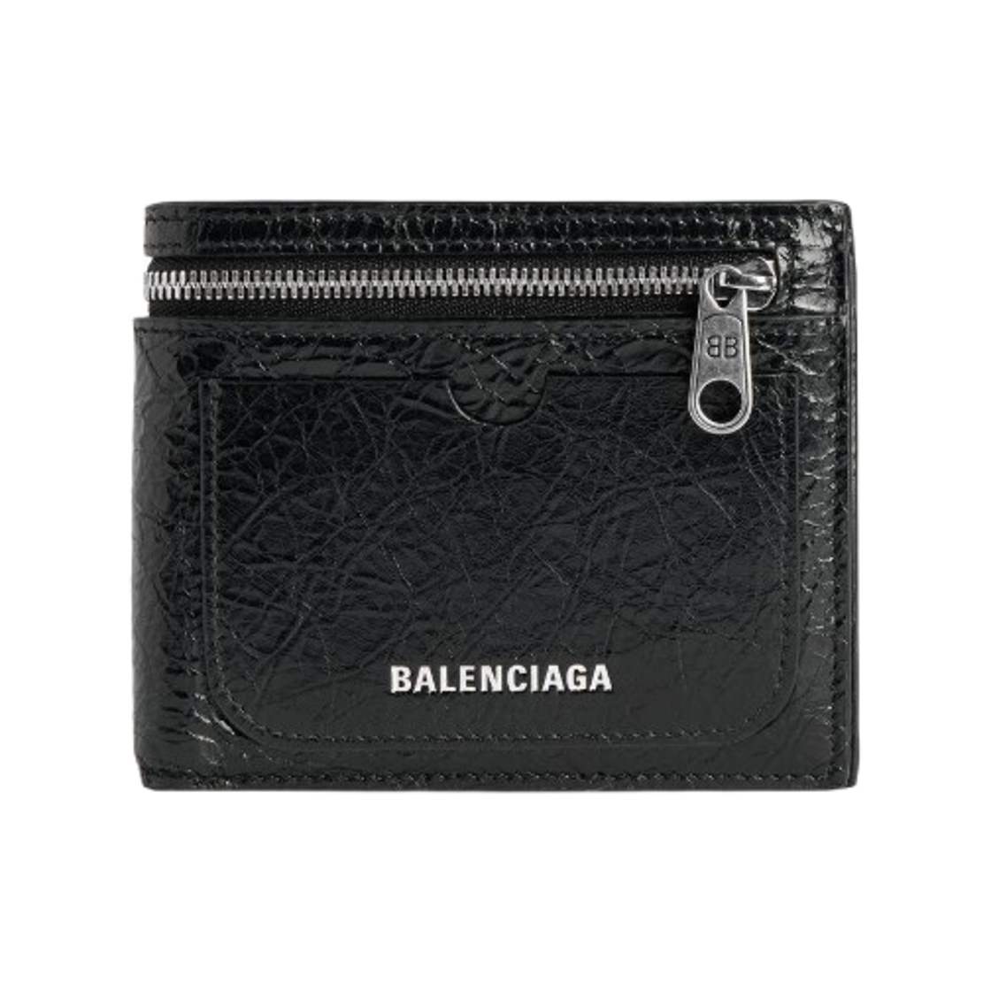 8018372AA9Z1000 Balenciaga Superbusy Square Folded Wallet Black