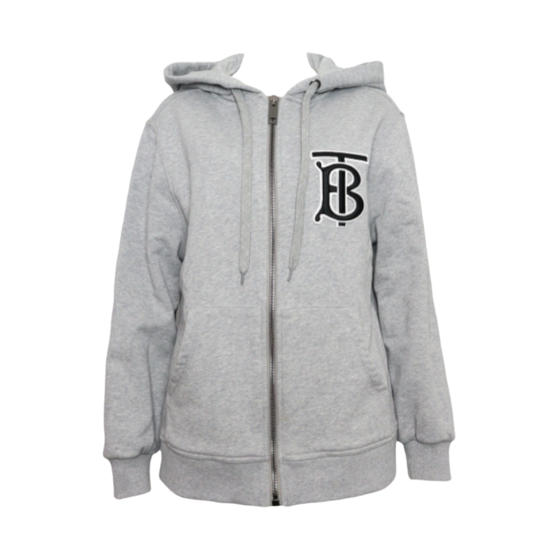 ITGSORVMQIB5 Burberry Women's Grey Cotton TB Logo Zip-Up Hoodie