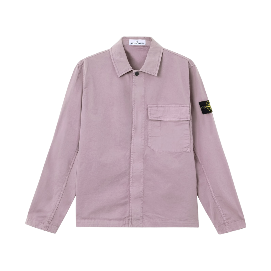 L1S1512000-13S0A10-V008F Stone Island 1200013 Stretch Organic Cotton Twill Regular-Fit Overshirt with Concealed Zip Purple Grey - 26SS