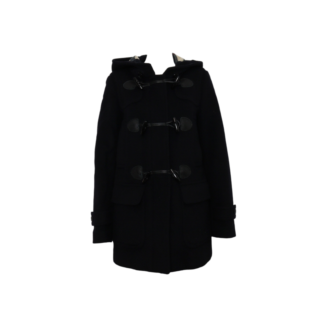 ITC9SSK2T5BB Burberry 3774411 Brit Line Navy Wool Blend Hooded Women's Duffle Coat