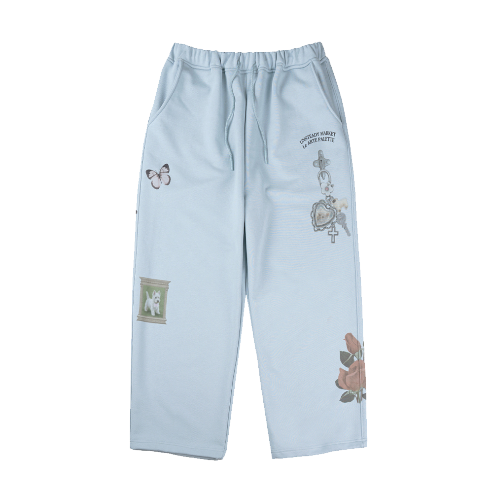 언스테디마켓 수브니어 스웨트팬츠 베이비블루(Unsteadymarket Souvenir Sweat Pants_Baby Blue)