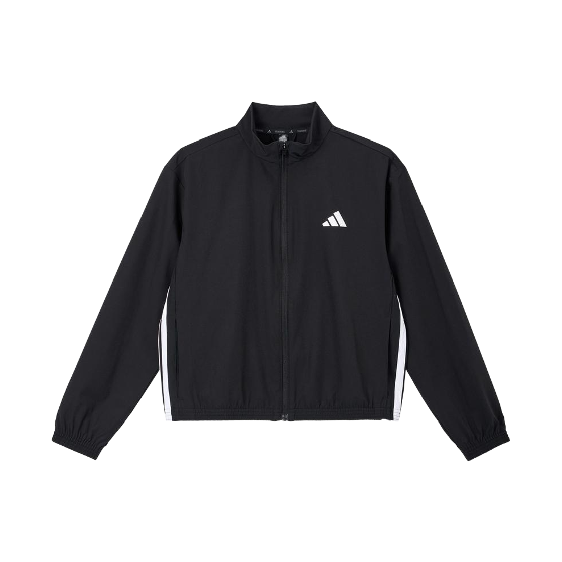 JD6539 (W) Adidas Train Essentials 3-Stripes Woven Warm-Up Jacket Black White - KR Sizing