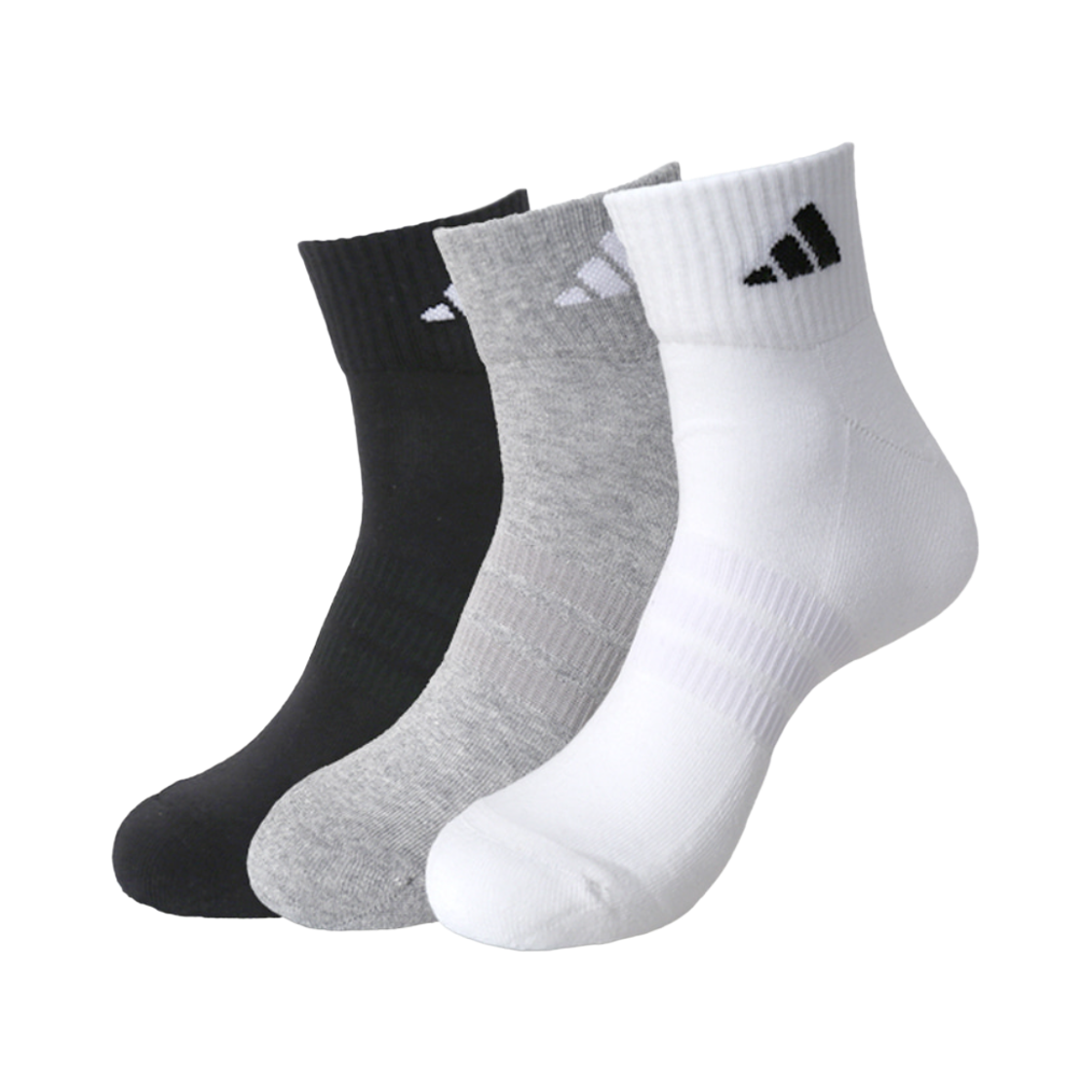아디다스 쿠션드 스포츠웨어 앵클 삭스 미디움 그레이 헤더 화이트 (3개입)(Adidas Cushioned Sportswear Ankle Socks Medium Grey Heather White (3 Pack)) - 1