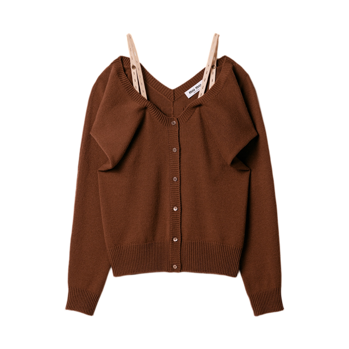MMF01Y-174K-F0005 (W) Miu Miu Cashmere Cardigan Tobacco