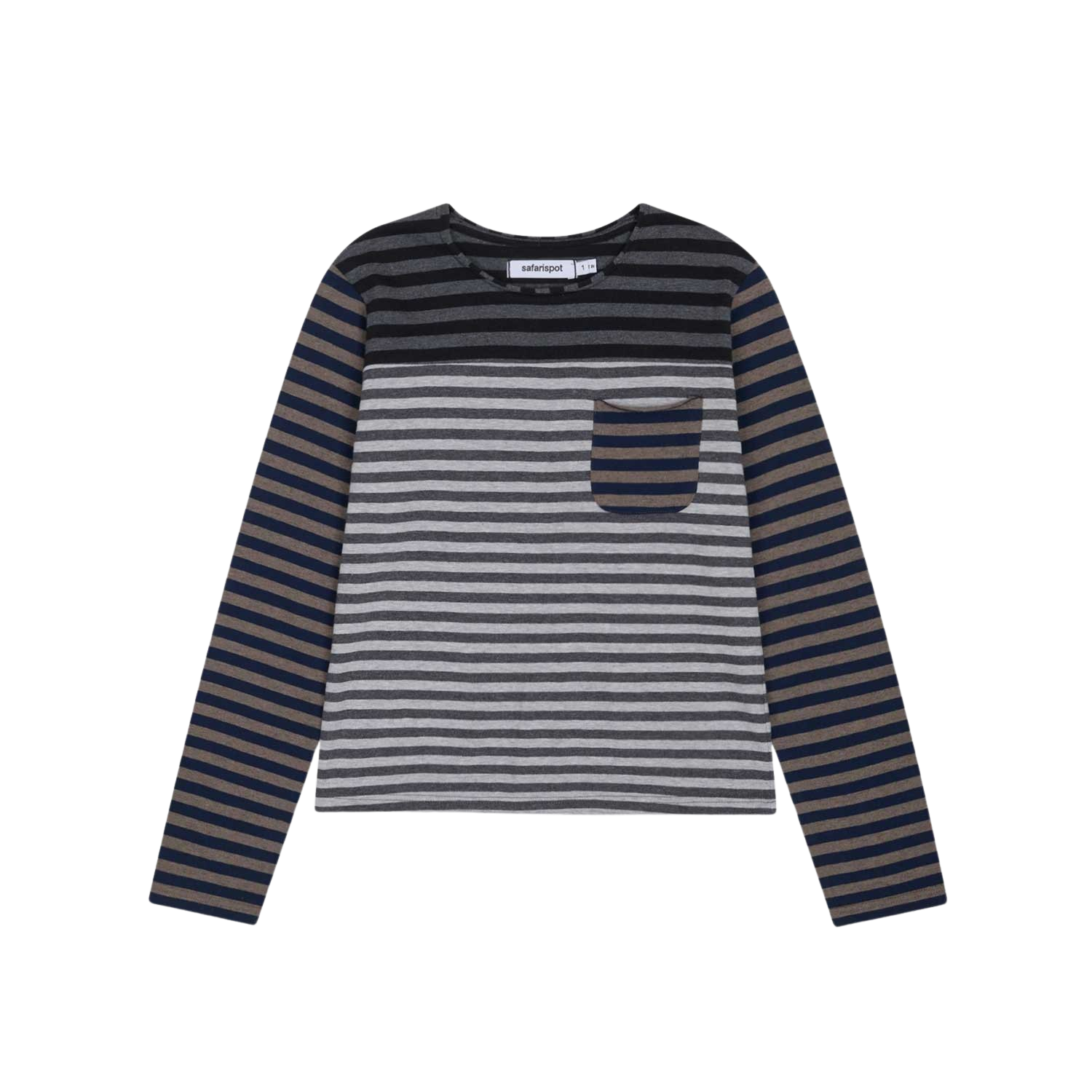 SCG21WLSGY Safarispot 1/2 Journey Stripe Long Sleeve Gray