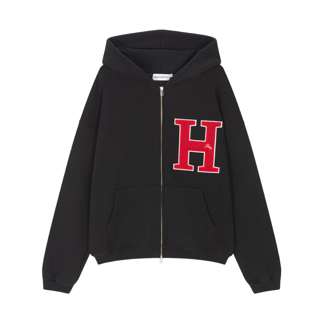 호노 리포트 H 부클 후드 집업 레드 패치(Hono Report H Boucle Hooded Zip-up Red Patch)