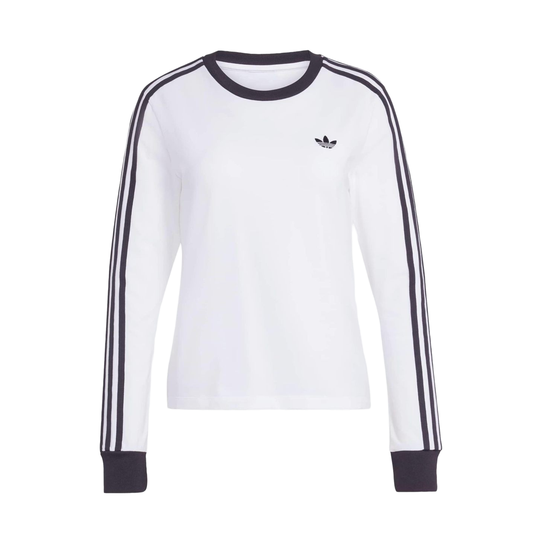 KD3688 (W) Adidas 3-Stripe Long Sleeve Slim Fit T-Shirt White Black - KR Sizing
