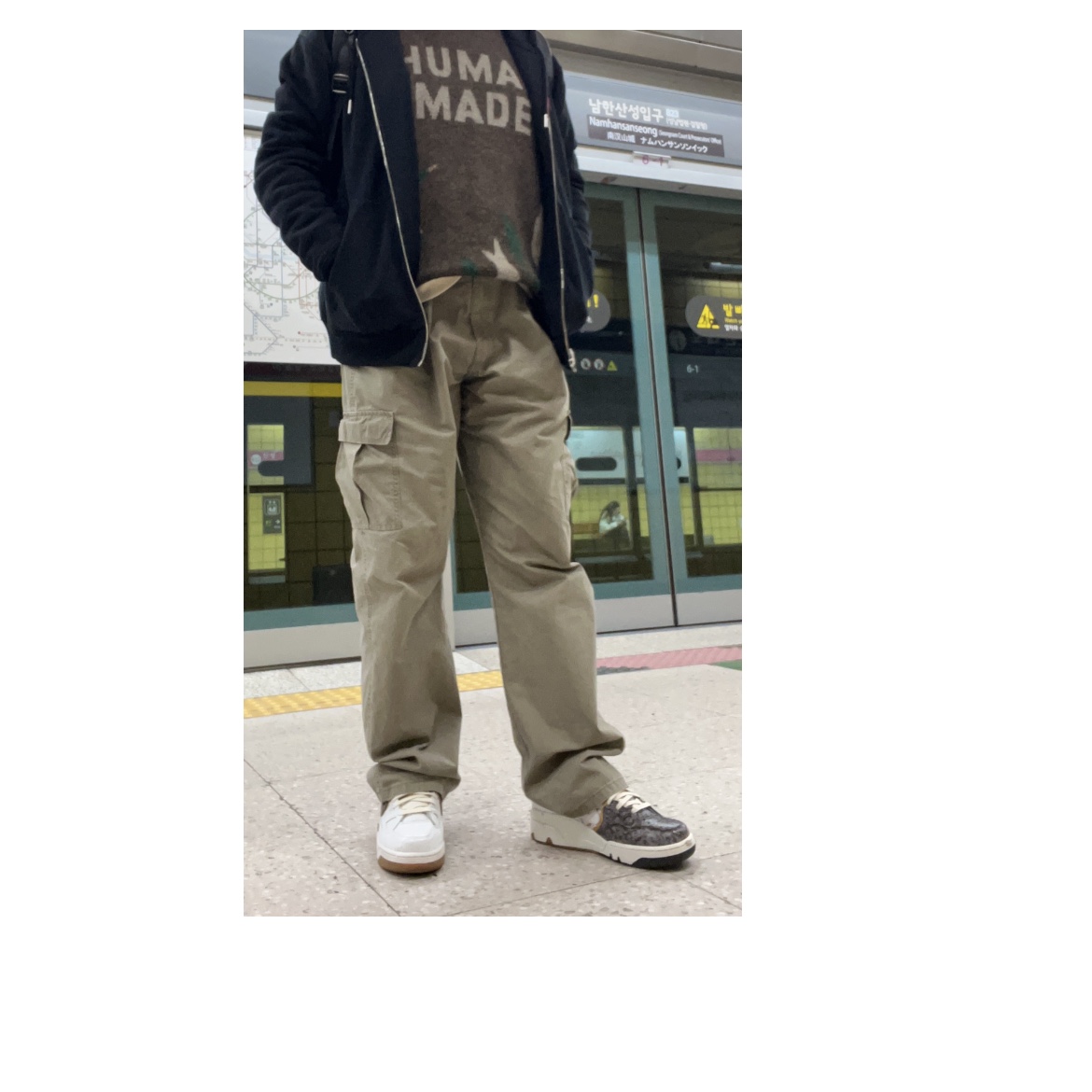 Nike x Nigo Air Force 3 Low Phantom and Night Stadium, AMI de Coeur Loopback Oragnic Cotton Fleece Zipped Hoodie Black 착용 스타일