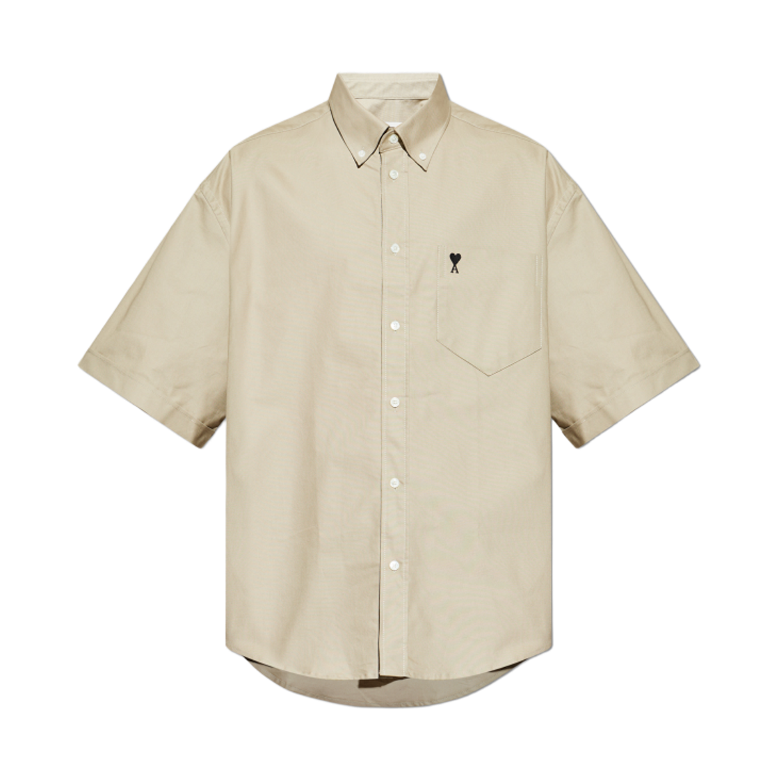 HSH823-CO0210-A036 AMI de Coeur Embroidered Boxy Shirt Taupe Beige