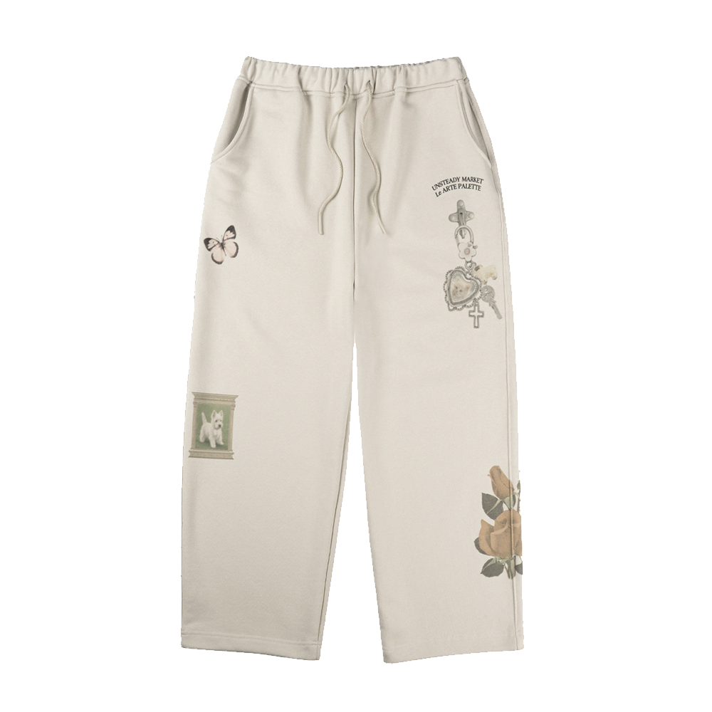 언스테디마켓 수브니어 스웨트팬츠 샌드베이지(Unsteadymarket Souvenir Sweat Pants_Sand Beige)