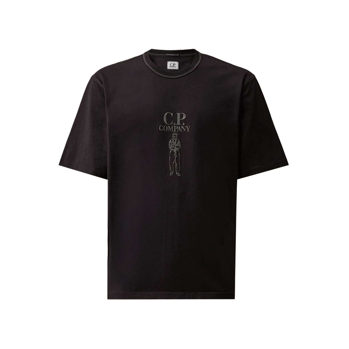 KM6BTSSCP04RG C.P. Company Mercerized Jersey 30/2 Twisted Short Sleeve Logo T-Shirt Total Eclipse - 26SS