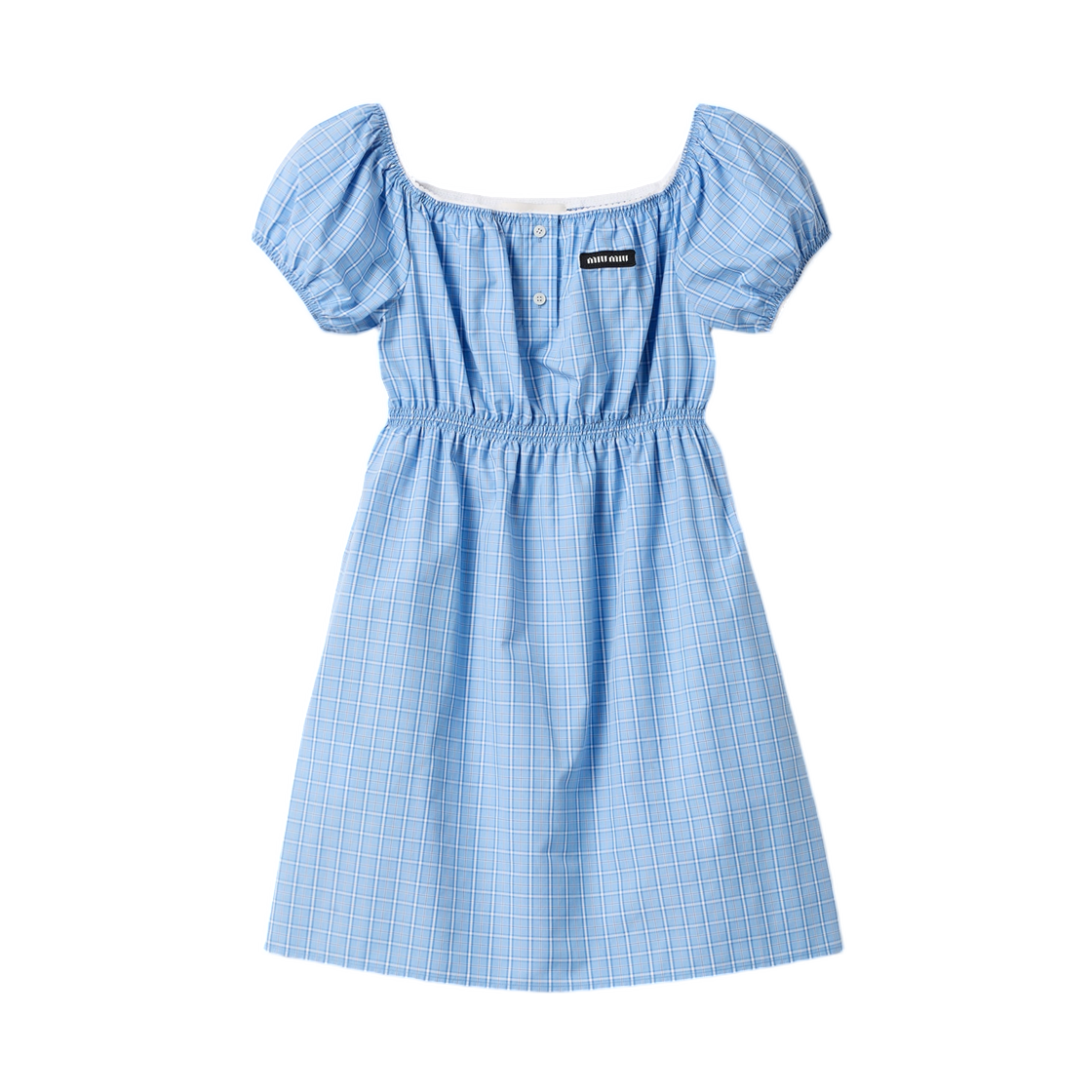 MF6225-183A-F0076 (W) Miu Miu Checked Poplin Mini Dress Light Blue