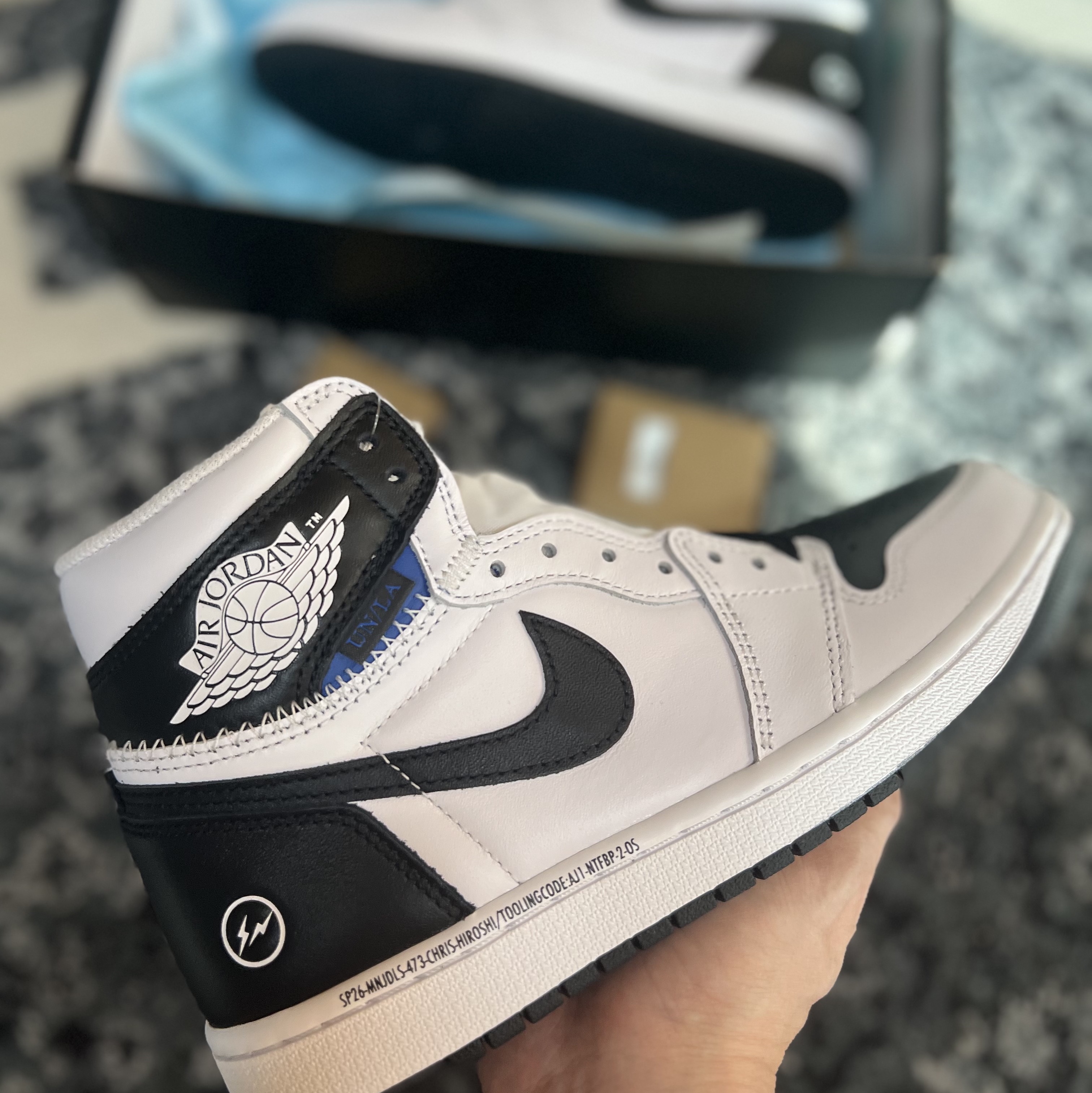 Jordan 1 x Fragment x Union LA High OG SP White Black 착용 스타일