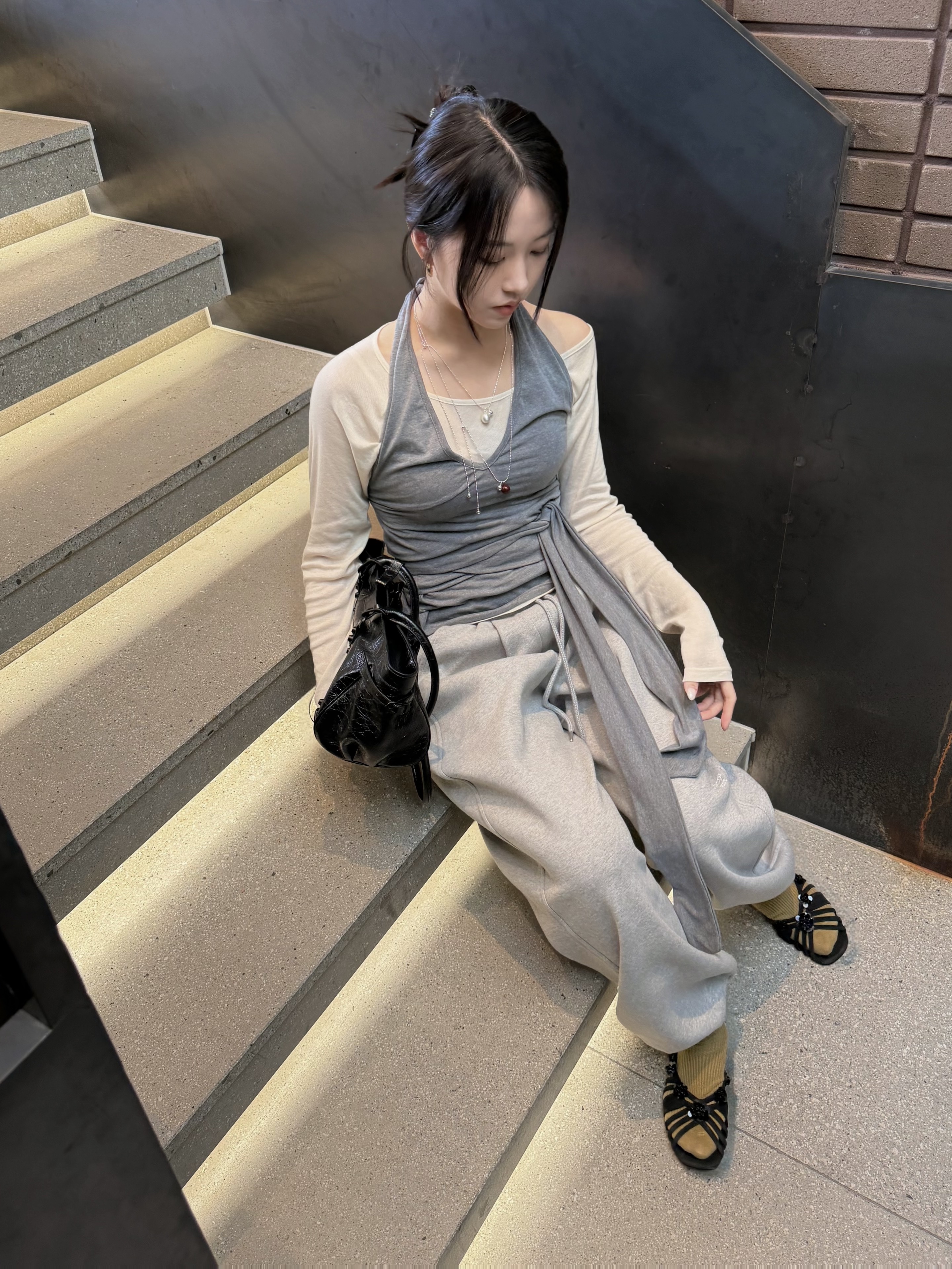 Undermycar Mu.03 Anti Fxxking Logo Play Oversized Sweat Jogger Melange Gray ์ฐฉ์ฉ ์คํ์ผ - 4