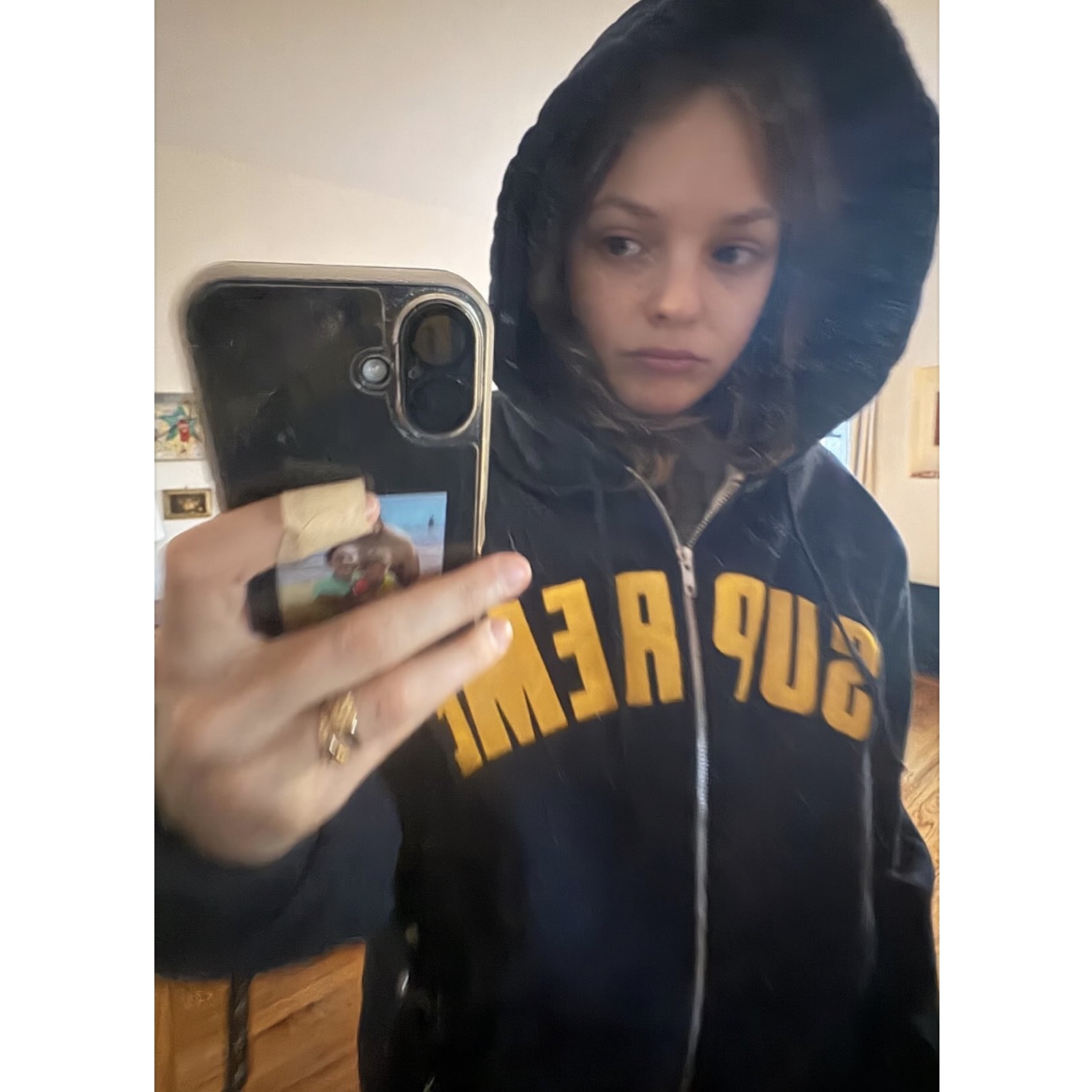 Supreme Arc Thermal Lined Zip Up Hooded Sweatshirt Navy - 24FW 착용 스타일