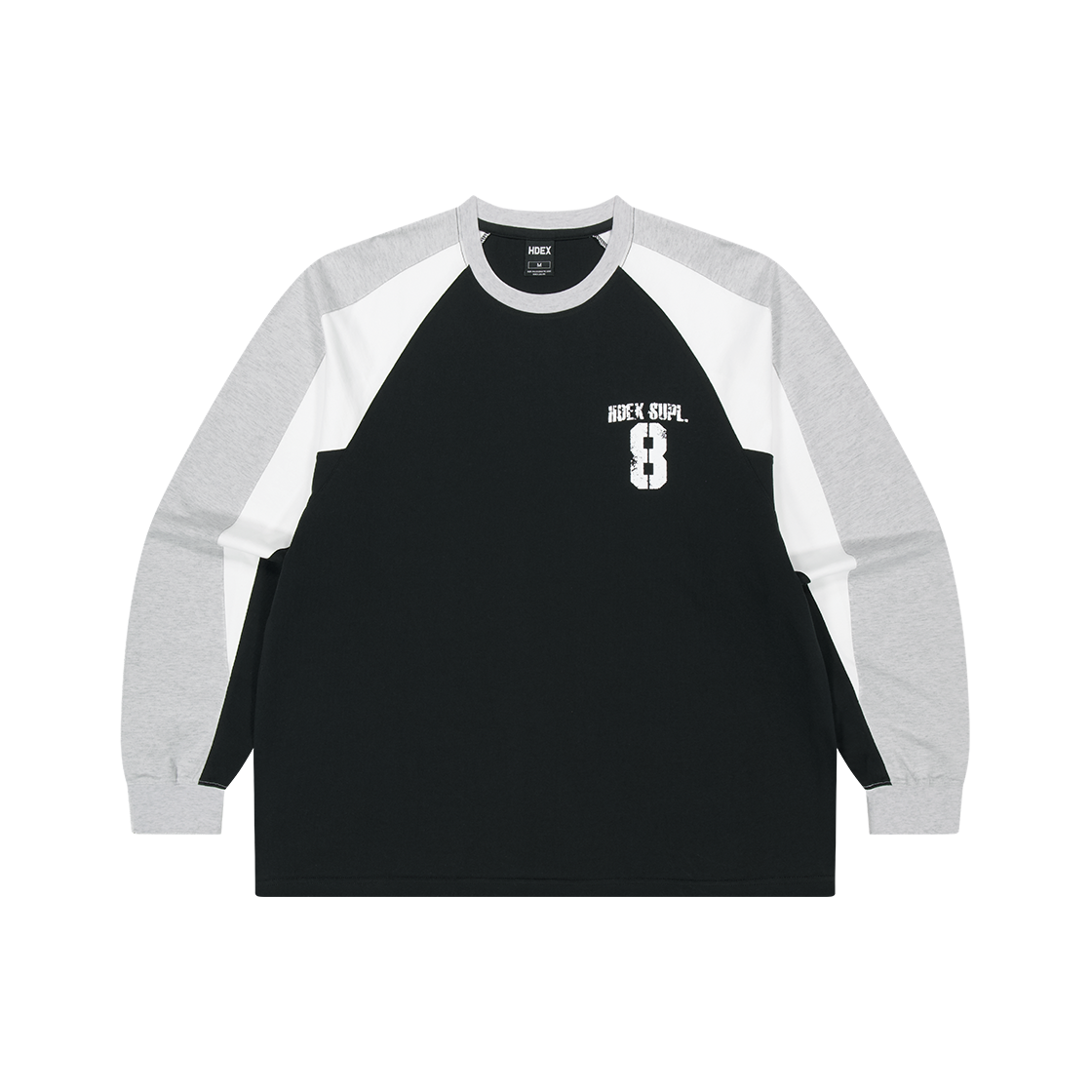H3AM1ULTL040BK HDEX Number 8 Raglan Block Long Sleeve Black