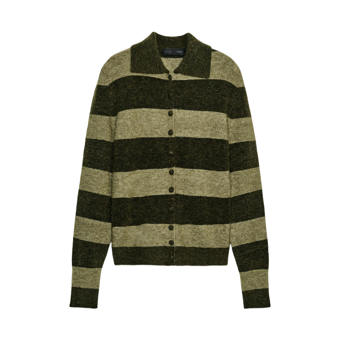 (W) 자라 스트라이프 니트 자켓 그린((W) Zara Striped Knit Jacket Green) - 1