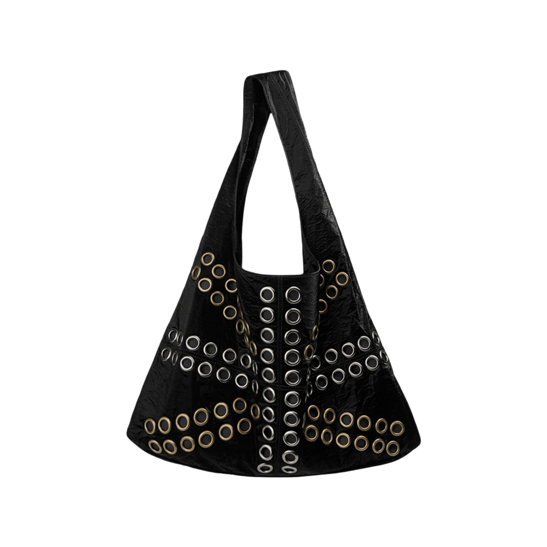 SC25S502BK Sculptor Stud Metallic Hobo Bag Black