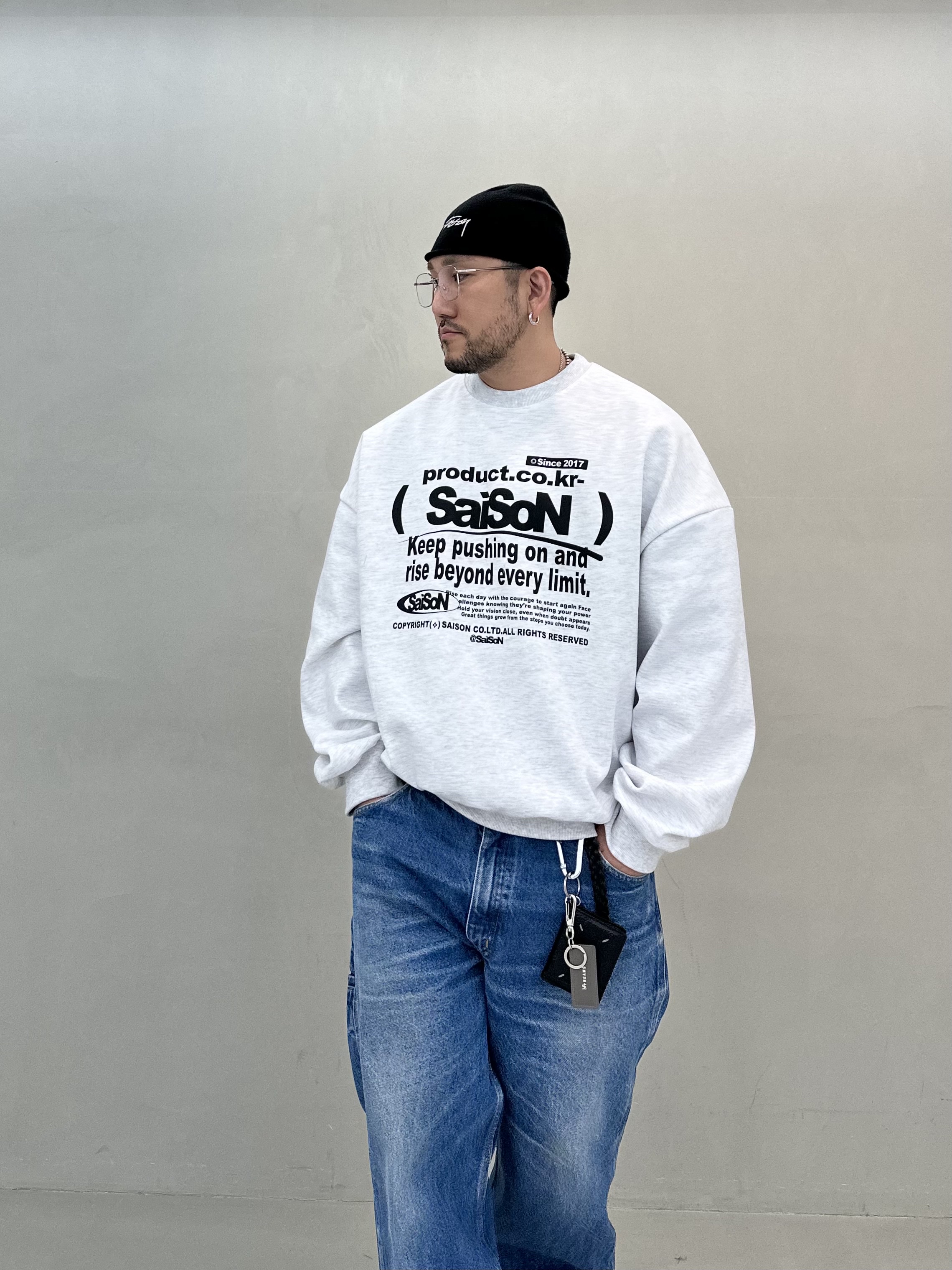 Stussy Skullcap Chain Stitch Rolled Edge Black, Maison Margiela Keyring Wallet Black 착용 스타일 - 4