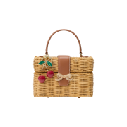 Self Portrait Women Rattan Cherry Charm Mini Basket Bag Brown - 26SS