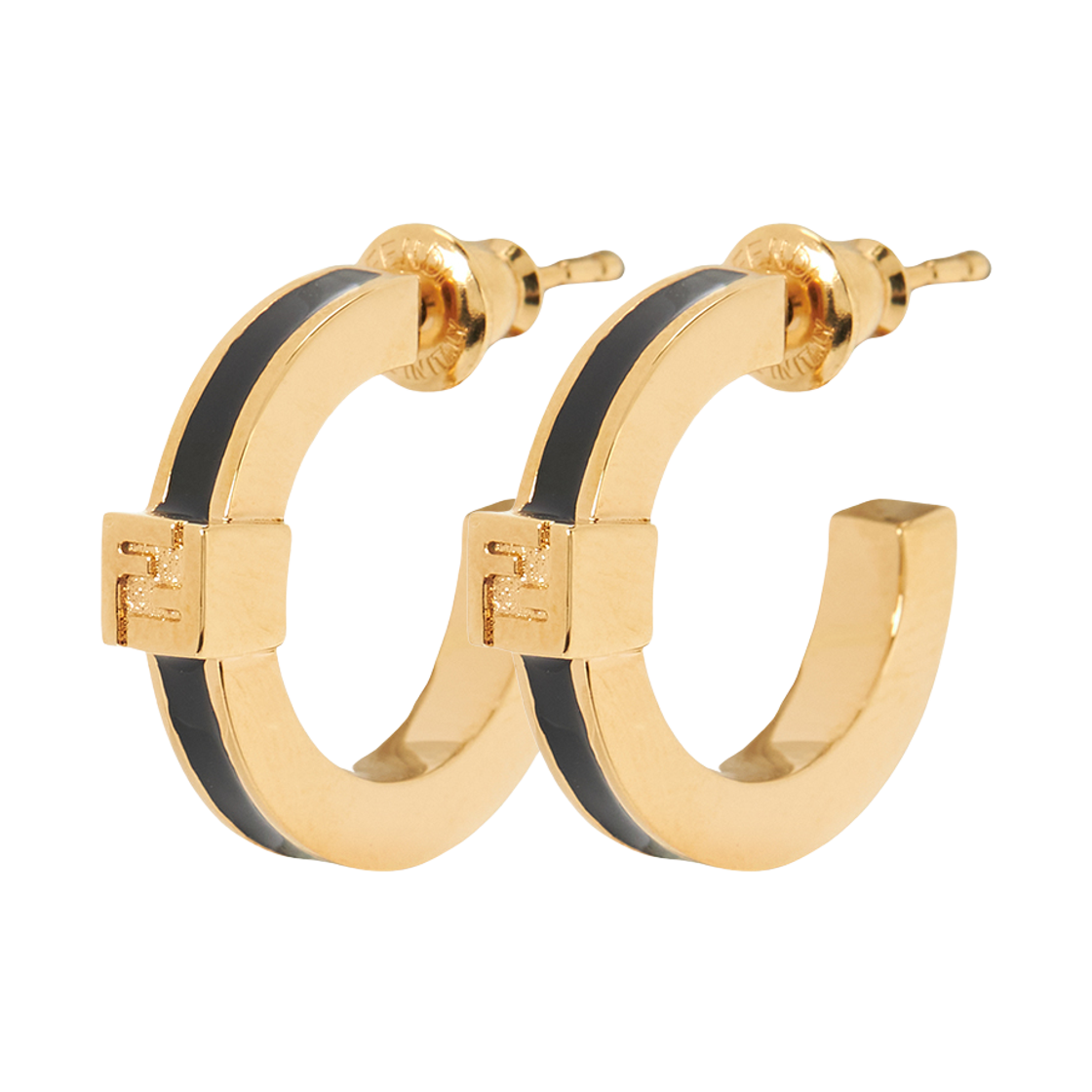 (W) 펜디 포에버 펜디 이어링 골드 블랙((W) Fendi Forever Fendi Earrings Gold Black)