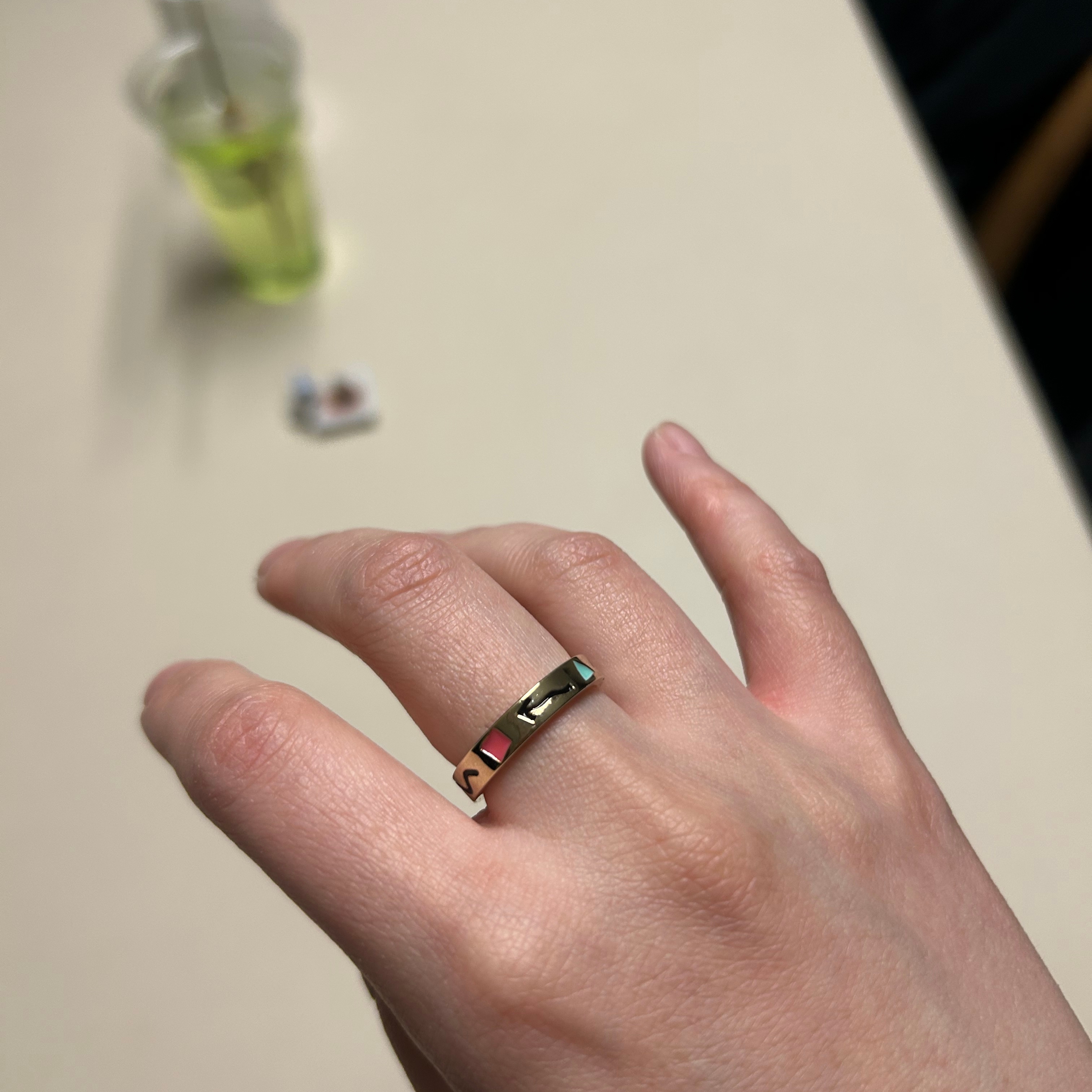 Nonenon Doodle Ring 4mm Silver925 18K Gold Plated 착용 스타일