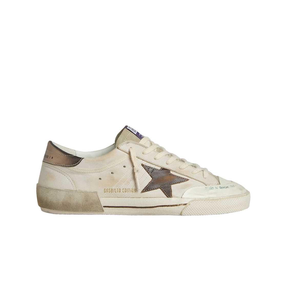 GMF01018-F007909-15843 Golden Goose Superstar LTD in Suede with Leather Star and Metallic Leather Heel Tab Brown