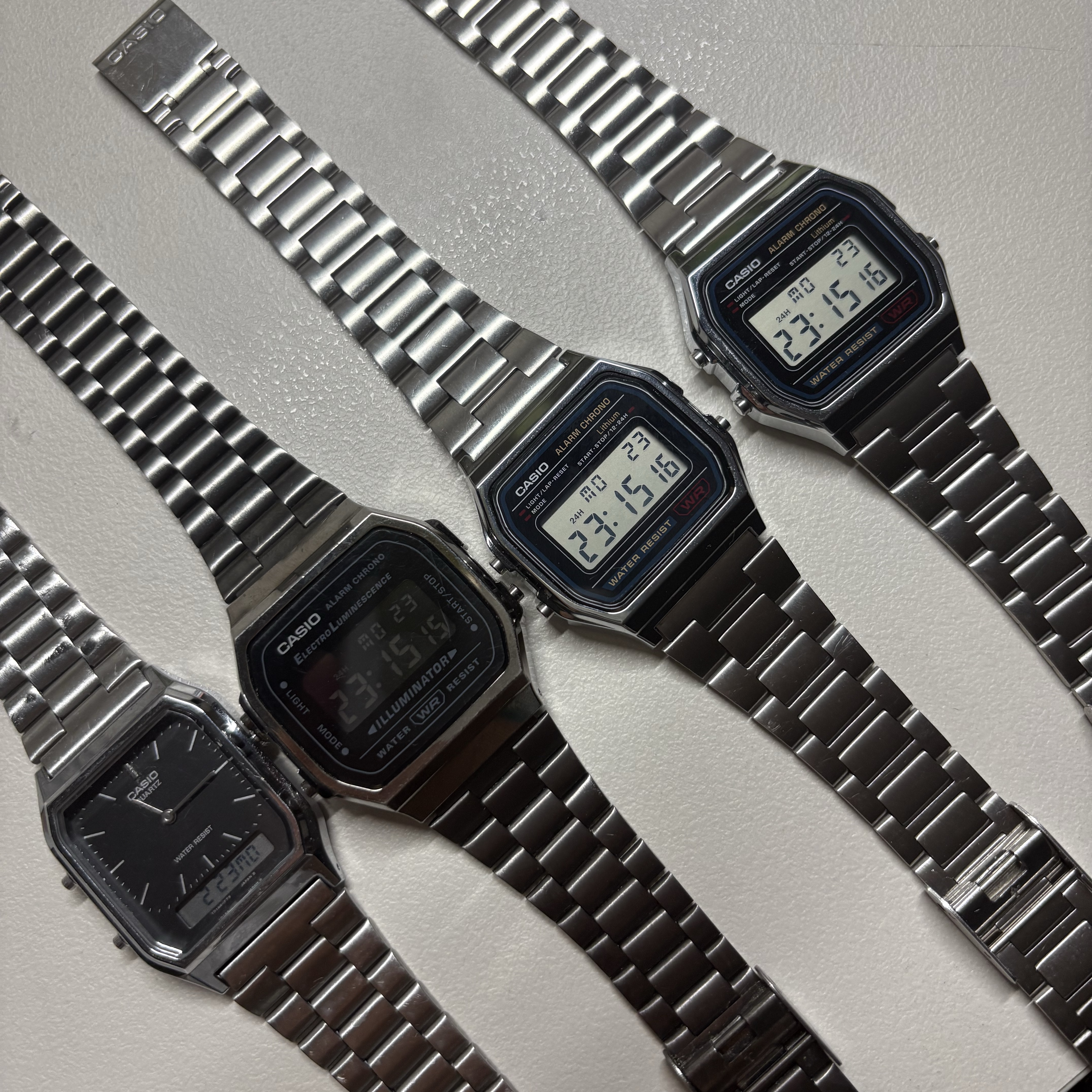 Casio A168WGG-1B, Casio A-158WA-1 착용 스타일