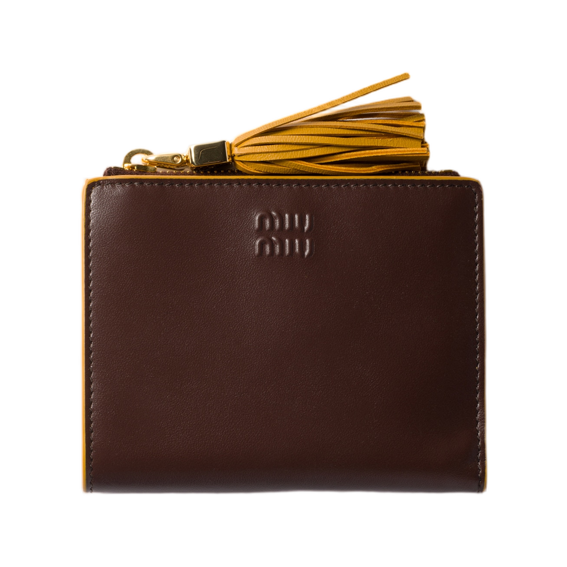 5ML050-2IDW-F04MV Miu Miu Small Leather Wallet Briarwood Whisky
