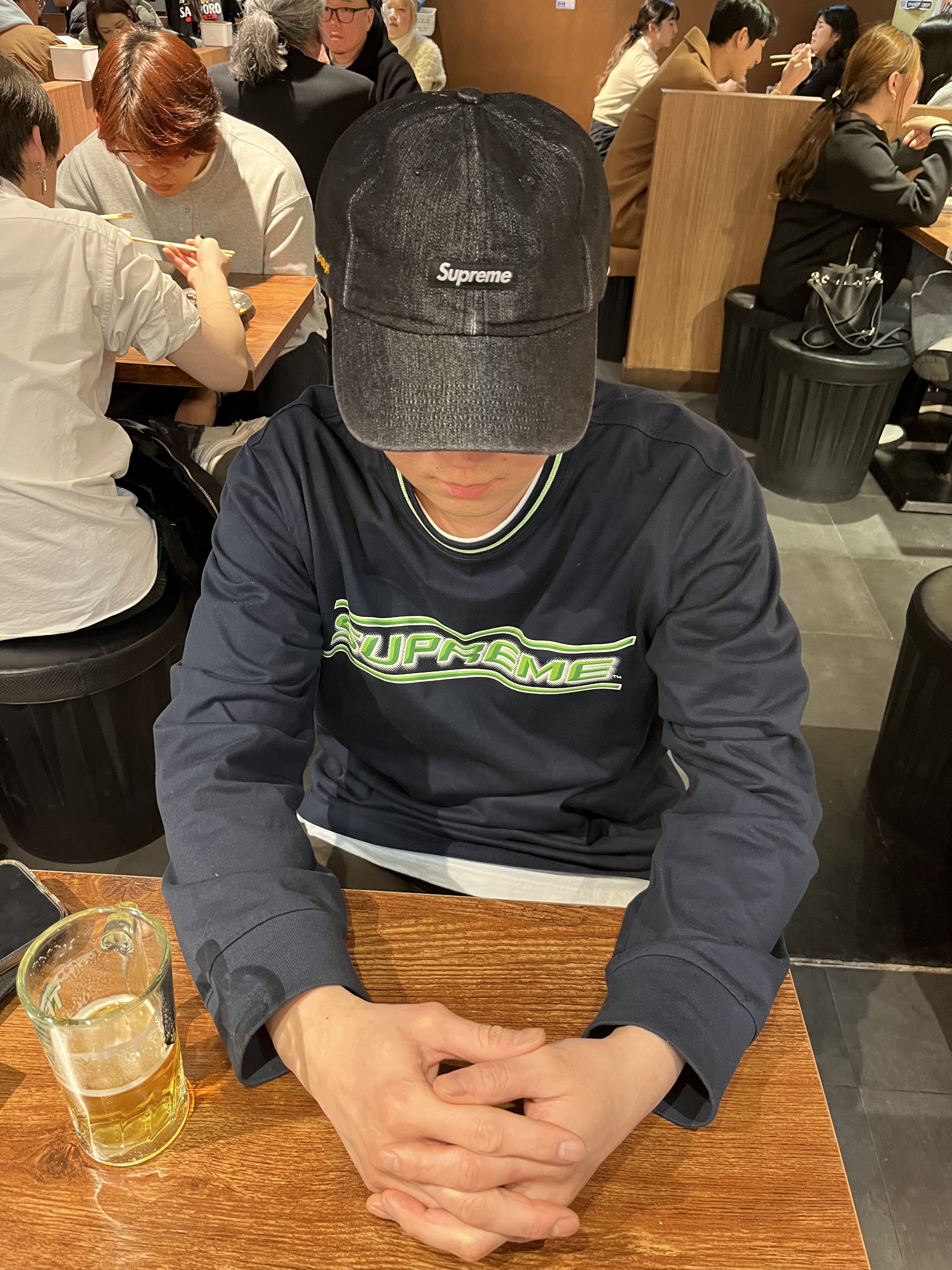 Supreme Cordura Denim Small Box 6-Panel Black - 24SS 착용 스타일 - 2