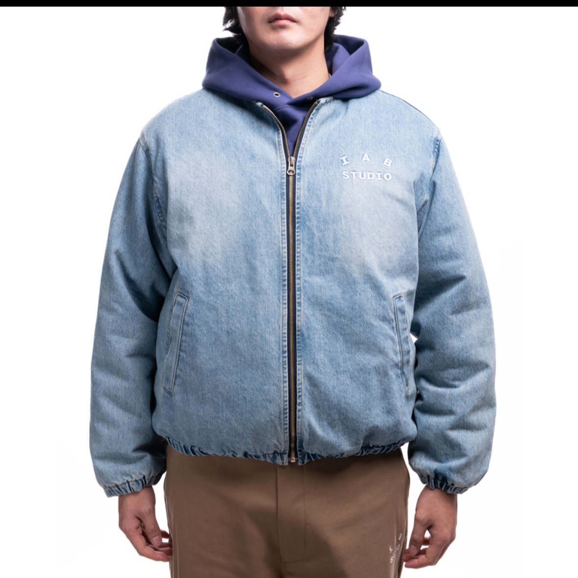 IAB Studio IAB Denim Bomber Jacket Blue 착용 스타일 - 1
