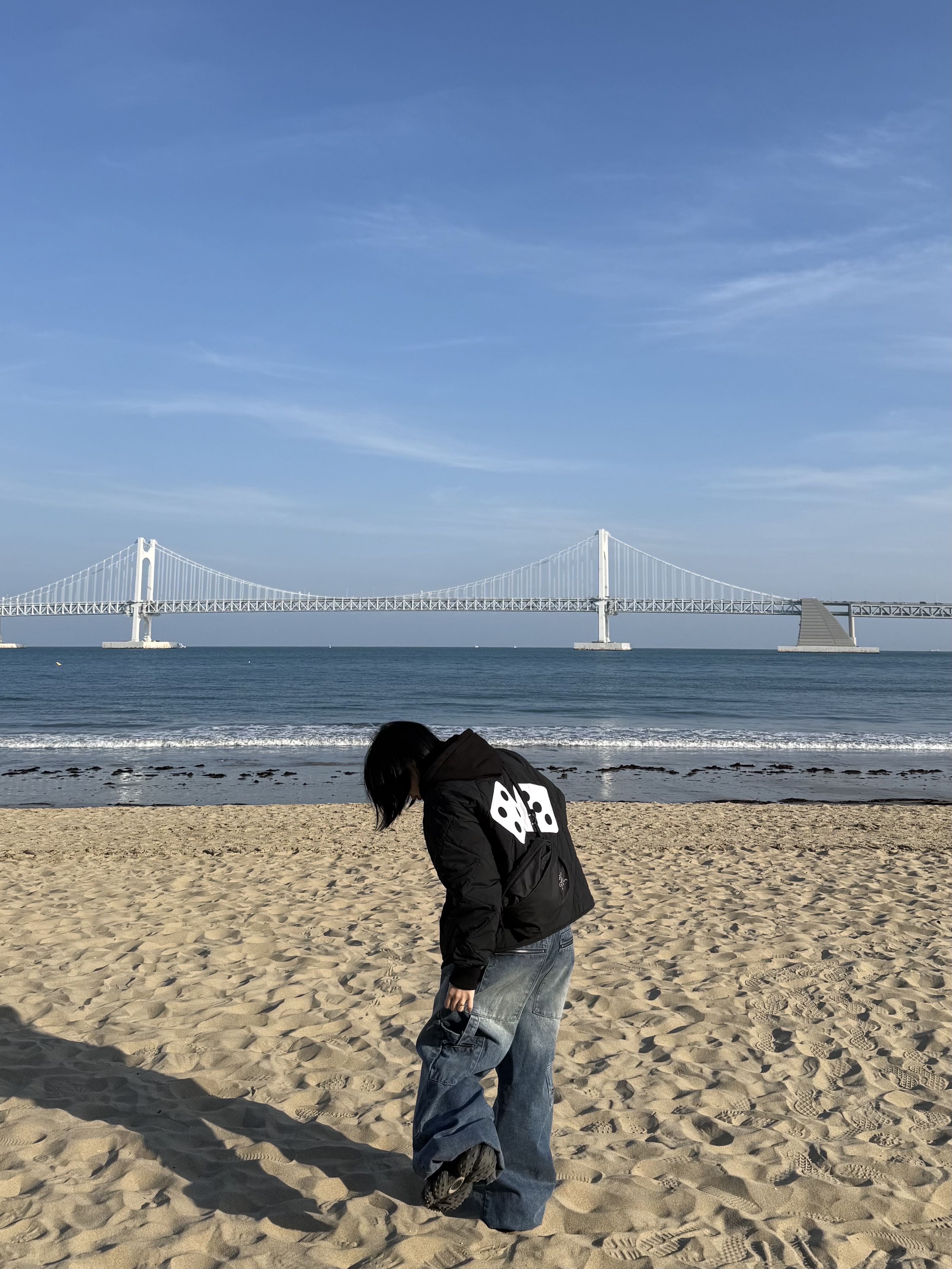 Stussy Dice Quilted Liner Jacket Black, Arc'teryx Heliad 6 Crossbody Bag Black 착용 스타일