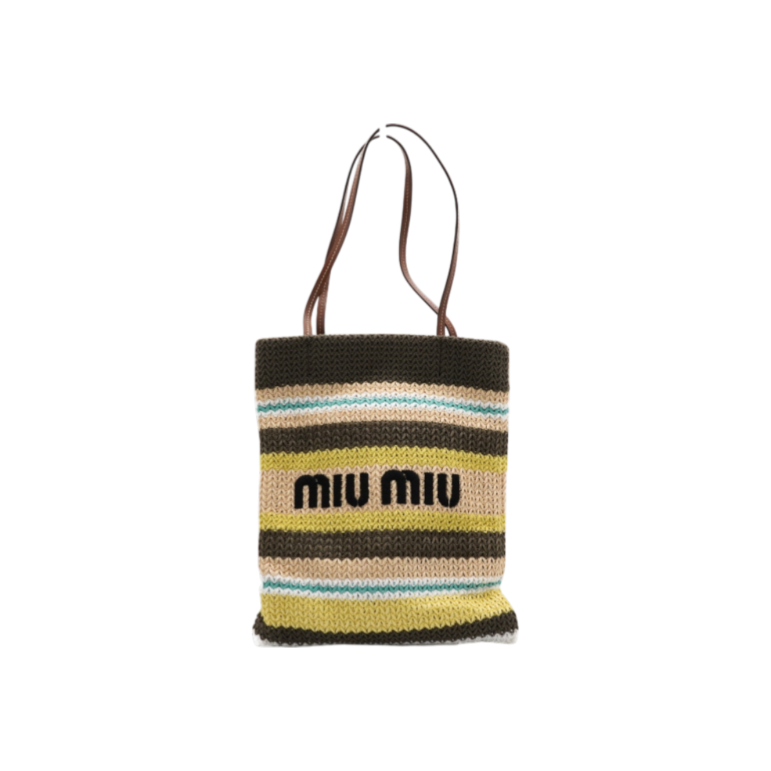 IT7G548K3B68 Miu Miu Raffia Effect Woven Tote & Shoulder Bag 5BG248