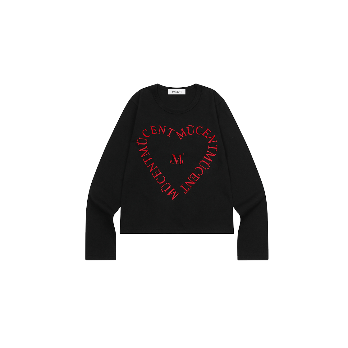 무센트 하트 레터링 긴팔 티 (2컬러) 블랙(MUCENT Heart Lettering Sleeve T (2Color) Black)