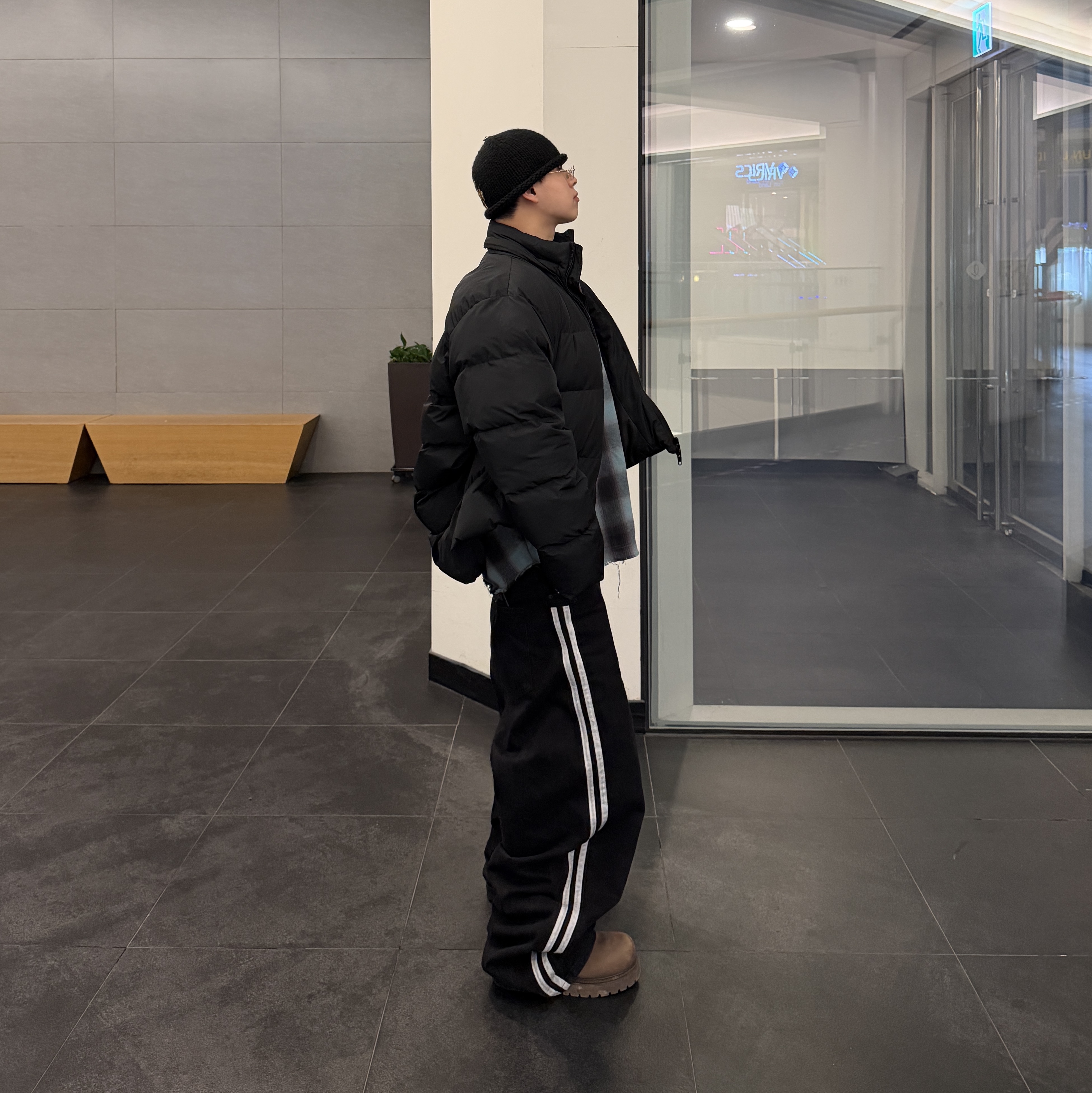 Nonnod Flexible String Check Shirt Aqua Ash 착용 스타일 - 3